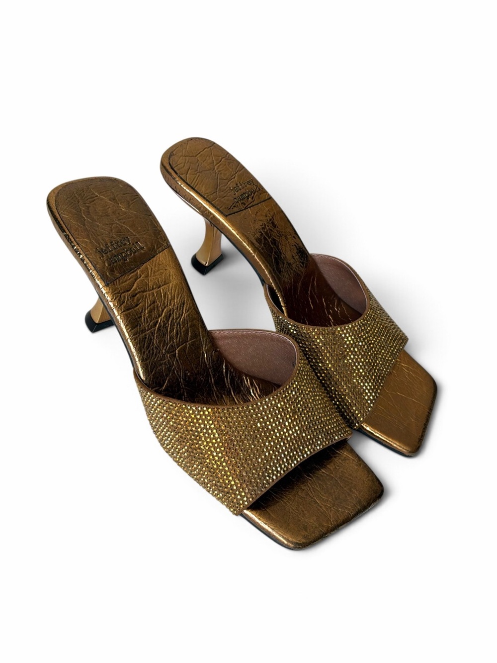 NEW Jeffrey Campbell Gold Bronze Embellished Mules 7.5